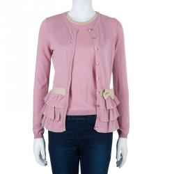 RED Valentino Pink Knit Top And Cardigan Set M