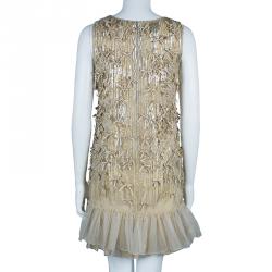 Pre Owned RED Valentino Beige Embellished Sleeveless Dress S