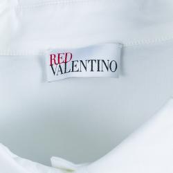 Pre Owned Red Valentino White Ruffle Detail Top L