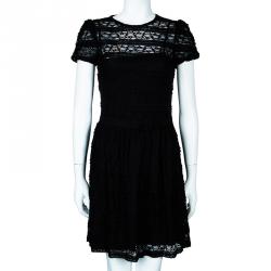 Pre Owned RED Valentino Black Lace Short Sleeve Dress M