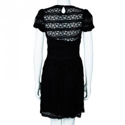 Pre Owned RED Valentino Black Lace Short Sleeve Dress M