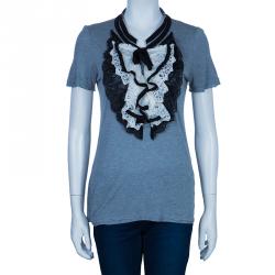 Pre Owned RED Valentino Grey Lace Bib Top S