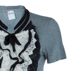 Pre Owned RED Valentino Grey Lace Bib Top S