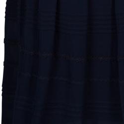 Pre Owned RED Valentino Navy Blue Embroidered Short Sleeve Dress M