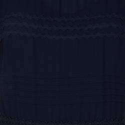 Pre Owned RED Valentino Navy Blue Embroidered Short Sleeve Dress M