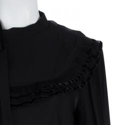 Pre Owned RED Valentino Black Ruffle Neck Top M