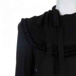 Pre Owned RED Valentino Black Ruffle Neck Top M