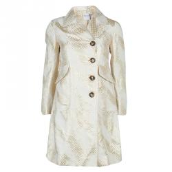 Red Valentino Cream and Gold Bow Detail Overcoat S
