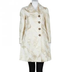 Red Valentino Cream and Gold Bow Detail Overcoat S