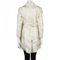 Red Valentino Cream and Gold Bow Detail Overcoat S