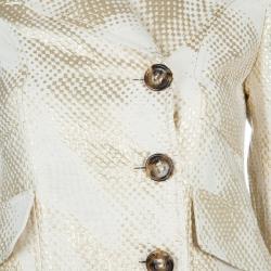 Red Valentino Cream and Gold Bow Detail Overcoat S