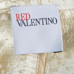 Red Valentino Cream and Gold Bow Detail Overcoat S