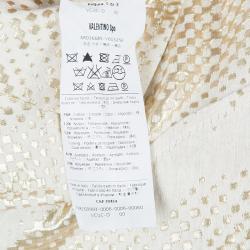 Red Valentino Cream and Gold Bow Detail Overcoat S
