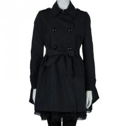 RED Valentino Black Breasted Underlay Belted Coat M RED Valentino | TLC