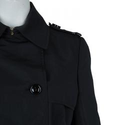 Pre Owned RED Valentino Black Double Breasted Lace Underlay Belted Trench Coat M