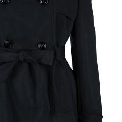 Pre Owned RED Valentino Black Double Breasted Lace Underlay Belted Trench Coat M
