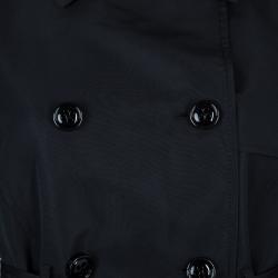 Pre Owned RED Valentino Black Double Breasted Lace Underlay Belted Trench Coat M