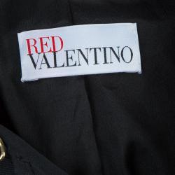 Pre Owned RED Valentino Black Double Breasted Lace Underlay Belted Trench Coat M