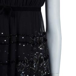 Pre Owned RED Valentino Black Sequinned Mesh Camisole M