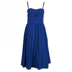 Pre Owned RED Valentino Blue Gathered Bustier Midi Dress S