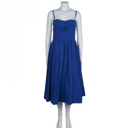 Pre Owned RED Valentino Blue Gathered Bustier Midi Dress S