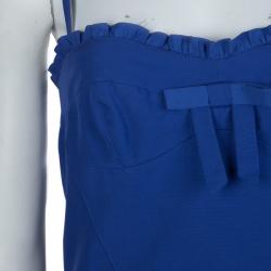 Pre Owned RED Valentino Blue Gathered Bustier Midi Dress S