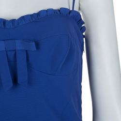 Pre Owned RED Valentino Blue Gathered Bustier Midi Dress S