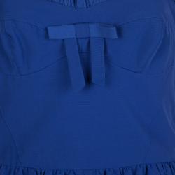 Pre Owned RED Valentino Blue Gathered Bustier Midi Dress S