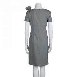 Pre Owned Red Valentino Monochrome Houndstooth Bow Detail Dress M