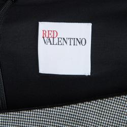 Pre Owned Red Valentino Monochrome Houndstooth Bow Detail Dress M