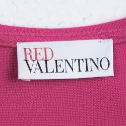 Pre Owned Red Valentino Pink Knit Ruffle Detail Sleeveless Dress M