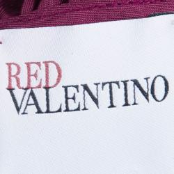 Red Valentino Burgundy Ruffle Overlay Sheer Top M