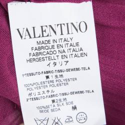 Red Valentino Burgundy Ruffle Overlay Sheer Top M