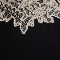 RED Valentino Black Wool Scallop Lace Detail Skirt S