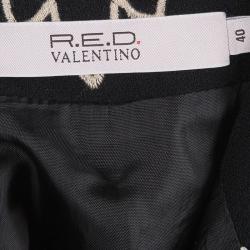 RED Valentino Black Wool Scallop Lace Detail Skirt S