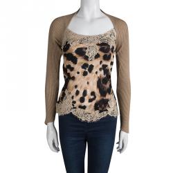 Red Valentino Brown Lace Trim Camisole and Shrug Set S