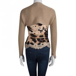 Red Valentino Brown Lace Trim Camisole and Shrug Set S