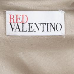 Pre Owned Red Valentino Beige Jacquard Bow Detail Sleeveless Dress S