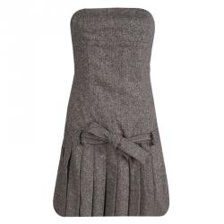 Pre Owned RED Valentino Brown Pleated Strapless Dress M