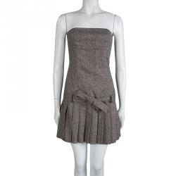 Pre Owned RED Valentino Brown Pleated Strapless Dress M