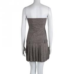Pre Owned RED Valentino Brown Pleated Strapless Dress M