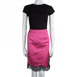 Pre Owned RED Valentino Pink Scallop Lace Trim Detail Skirt S