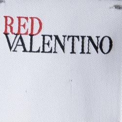 Pre Owned RED Valentino Grey Embellished Mesh Overlay Ruffle Bottom Dress S