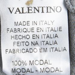 Pre Owned RED Valentino Grey Embellished Mesh Overlay Ruffle Bottom Dress S