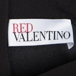 Red Valentino Black Embellished Mandarin Collar Long Sleeve Dress M