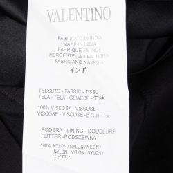 Red Valentino Black Embellished Mandarin Collar Long Sleeve Dress M