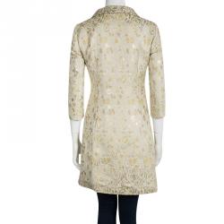 Pre Owned Red Valentino Beige Floral Jacquard Overcoat S