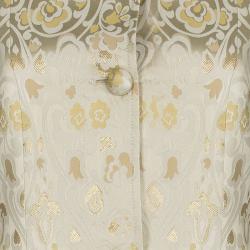 Pre Owned Red Valentino Beige Floral Jacquard Overcoat S