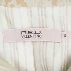 Pre Owned Red Valentino Beige Floral Jacquard Overcoat S