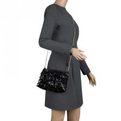 RED Valentino Black Ruffle Sequins Shoulder Bag